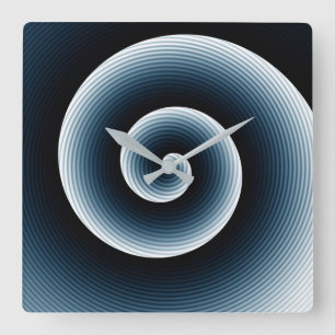 Contemporary Deep Blue Stylish Twirl Pattern Square Wall Clock