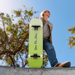 Contemporary Design Light Green Custom Text Skateboard