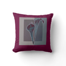 Contemporary designer pillow lilies in burgundy
