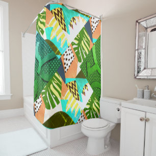 Contemporary Digital Afrocentric Art Deco Tropic  Shower Curtain