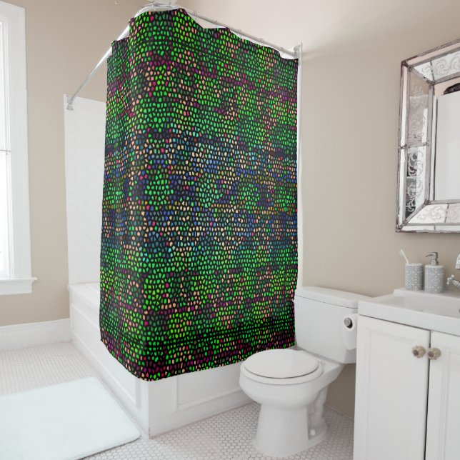 Contemporary Digital Stained Glass Shower Curtain (In Situ)