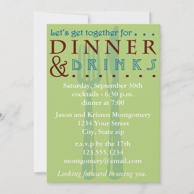 Contemporary Dinner Party Invitation (Front)