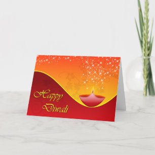 Contemporary Diwali Dipa with Sparkly Stars Card