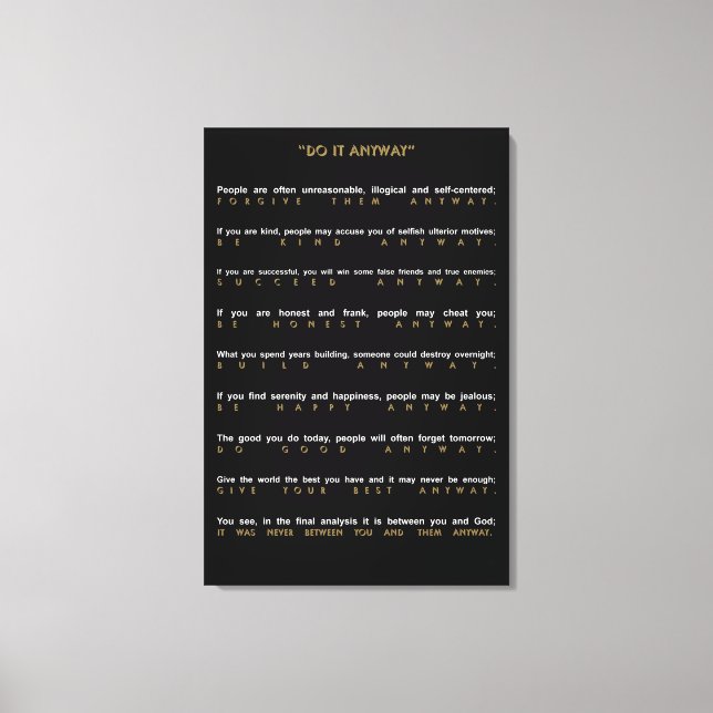 Contemporary Do It Anyway Canvas Print (Front)