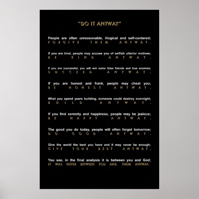 Contemporary Do It Anyway Poster (Front)