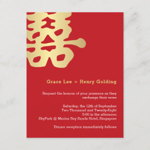 Contemporary Double Happiness Chinese Wedding Invitation