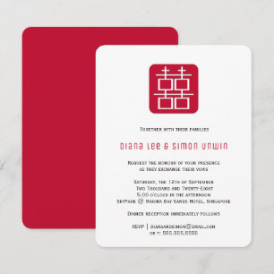 Contemporary Double Happiness   Chinese Wedding Invitation
