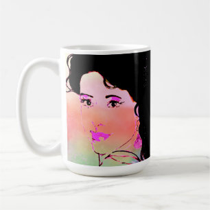 Contemporary Drawing of Dark Haired Girl Coffee Mug