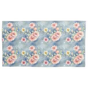 Contemporary Dream Pink & Blue Floral Pillowcase