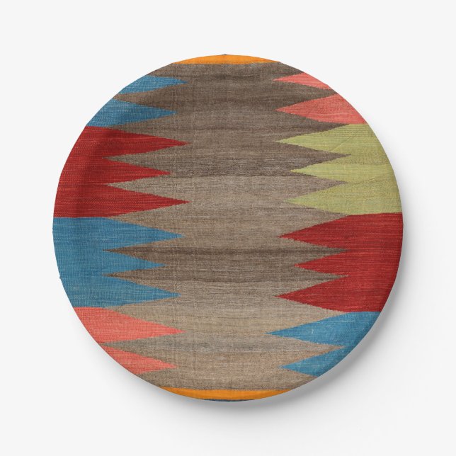 Contemporary Dusty Blue Gray Striped  Paper Plate (Front)