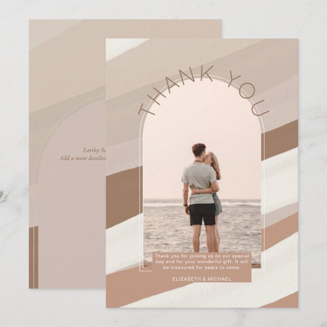 Contemporary  Dusty Striped PHOTO THANK YOU Invita Invitation (Front/Back)