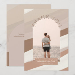 Contemporary Dusty Striped PHOTO THANK YOU Invita Invitation