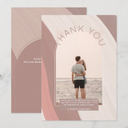 Contemporary Dusty Striped PHOTO THANK YOU Invitation