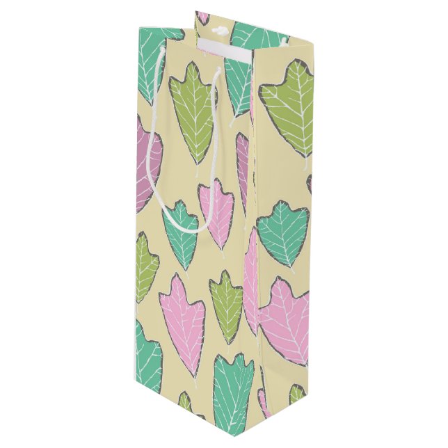 Contemporary East Oak Leaves Pattern Wine Gift Bag (Front Angled)