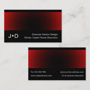 Contemporary Eclectic Bright Red White Art Pattern Business Card
