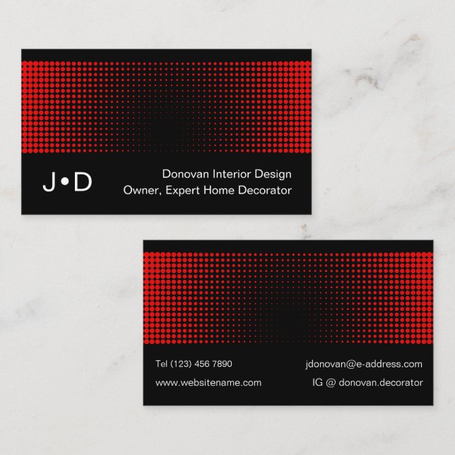 Contemporary Eclectic Bright Red White Art Pattern Business Card (Front/Back)