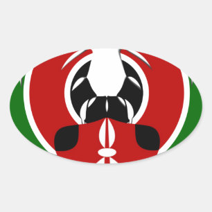 Contemporary Edgy Kenyan Flag Pattern Art Design. Oval Sticker