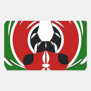 Contemporary Edgy Kenyan Flag Pattern Art Design. Rectangular Sticker