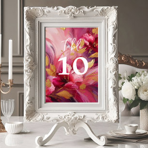 Contemporary Elegance: Fuchsia Pink Gold Table Number