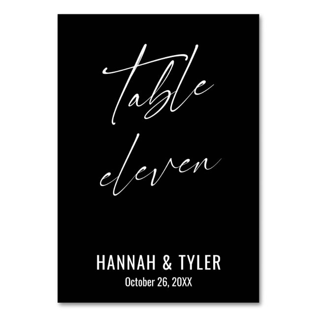 Contemporary Elegant Black Table Eleven Table Number (Front)