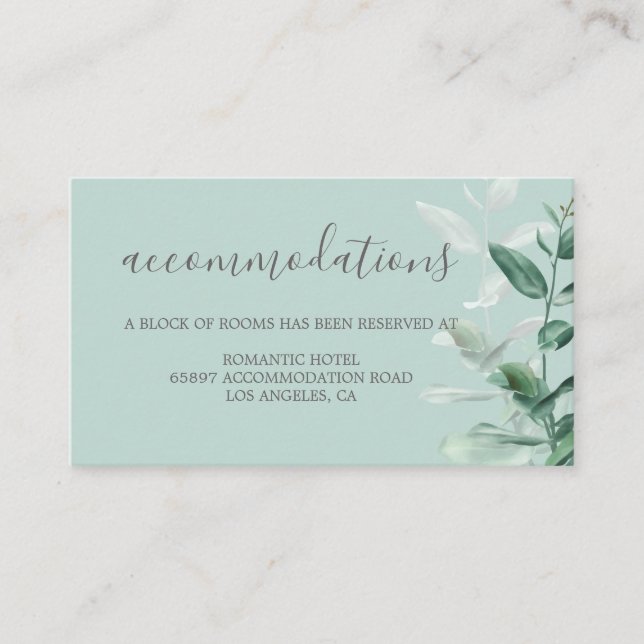 Contemporary elegant classy eucalyptus greenery en enclosure card (Front)