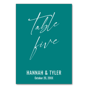 Contemporary Elegant Teal Table Five Number