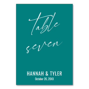 Contemporary Elegant Teal Table Seven Number