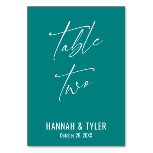 Contemporary Elegant Teal Table Two Number