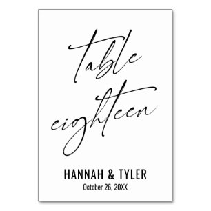Contemporary Elegant Typography Table Eighteen Number
