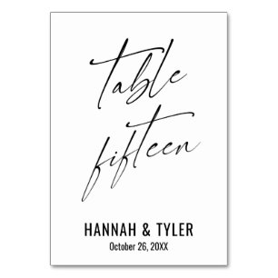 Contemporary Elegant Typography Table Fifteen Number