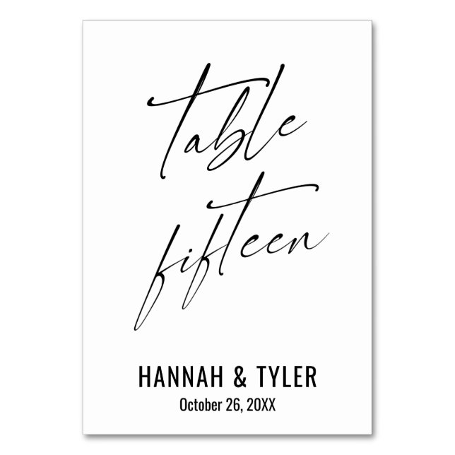 Contemporary Elegant Typography Table Fifteen Table Number (Front)