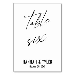 Contemporary Elegant Typography Table Six Table Number