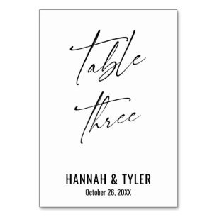 Contemporary Elegant Typography Table Three Table Number