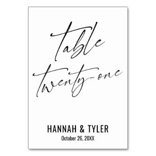 Contemporary Elegant Typography Table Twenty-One Number