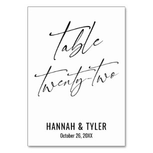 Contemporary Elegant Typography Table Twenty-Two Table Number