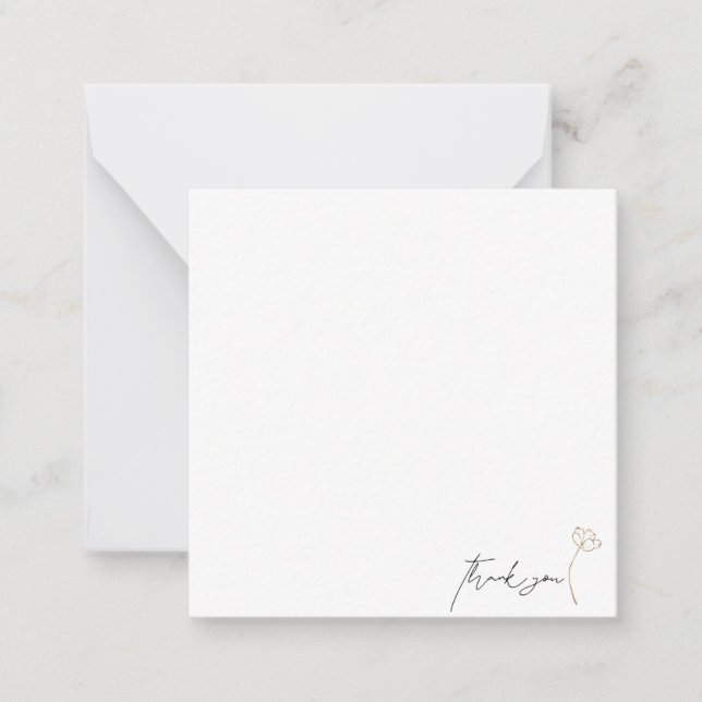 Contemporary Elegant Wedding Blank Thank You Card (Front)