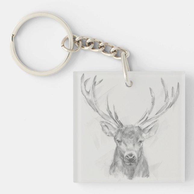 Contemporary Elk Sketch Key Ring (Front)