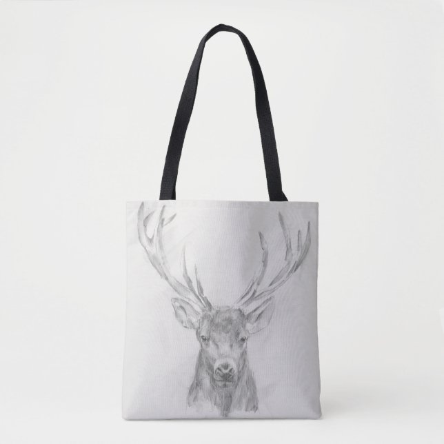 Contemporary Elk Sketch Tote Bag (Front)