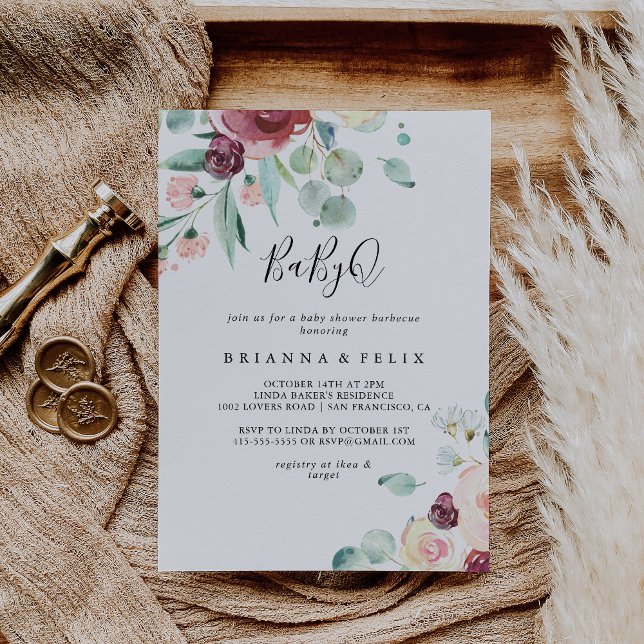 Contemporary Eucalyptus BabyQ Baby Shower Barbecue Invitation (Creator Uploaded)