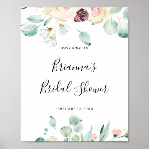 Contemporary Eucalyptus Bridal Shower Welcome Poster
