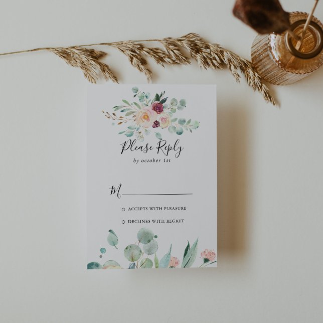 Contemporary Eucalyptus Floral RSVP Card (Creator Uploaded)