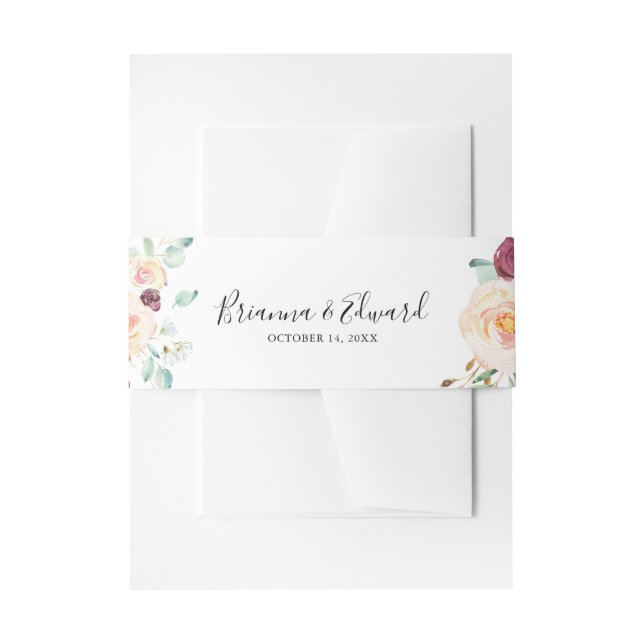 Contemporary Eucalyptus Floral Wedding Invitation Invitation Belly Band (Front Example)