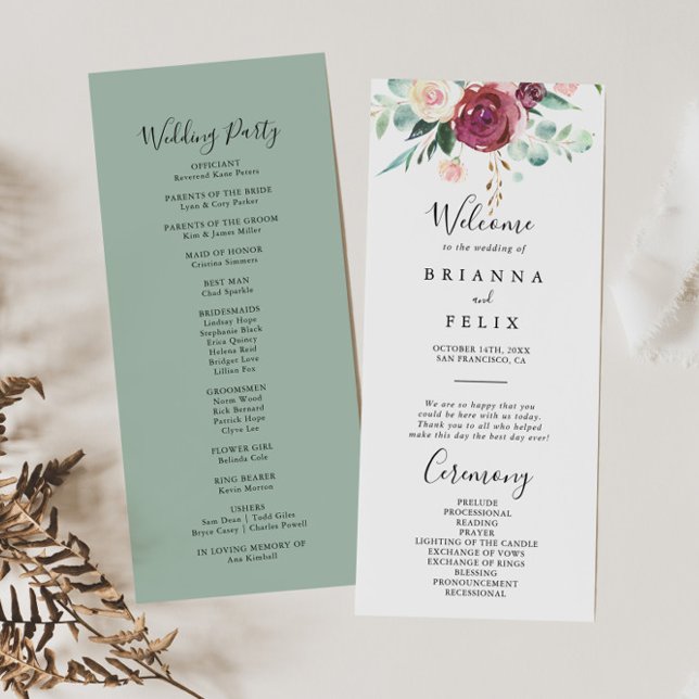 Contemporary Eucalyptus Floral Wedding Program Programme (Creator Uploaded)