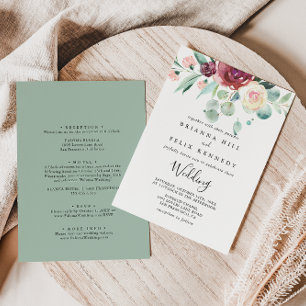Contemporary Eucalyptus Front & Back Wedding Invitation