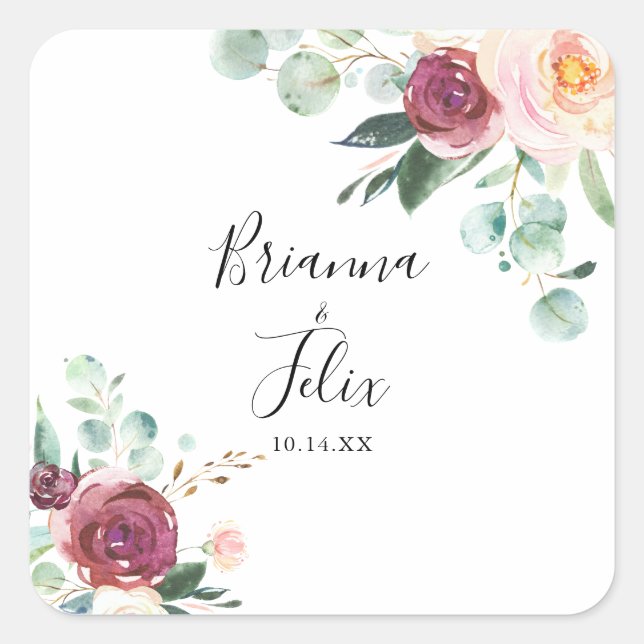 Contemporary Eucalyptus Wedding Envelope Seals (Front)