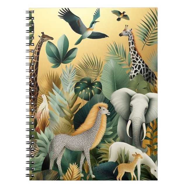 Contemporary exotic animals and birds 1 gold notebook (Front)