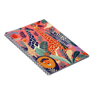 Contemporary exotic animals and birds 1 pink notebook