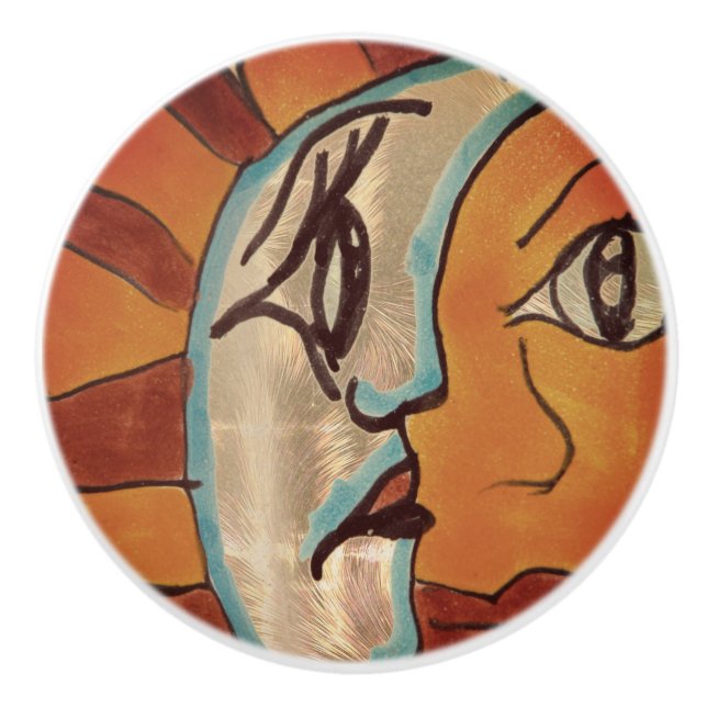 Contemporary Face Sketch Ceramic Knob (Front)