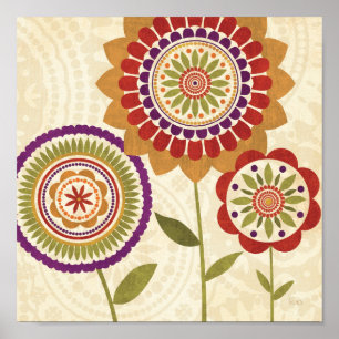 Contemporary Fall Flowers Poster