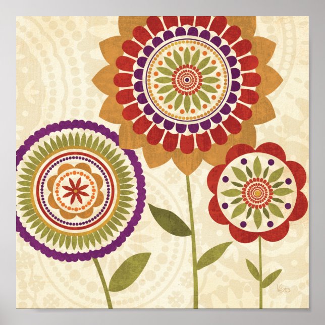 Contemporary Fall Flowers Poster (Front)